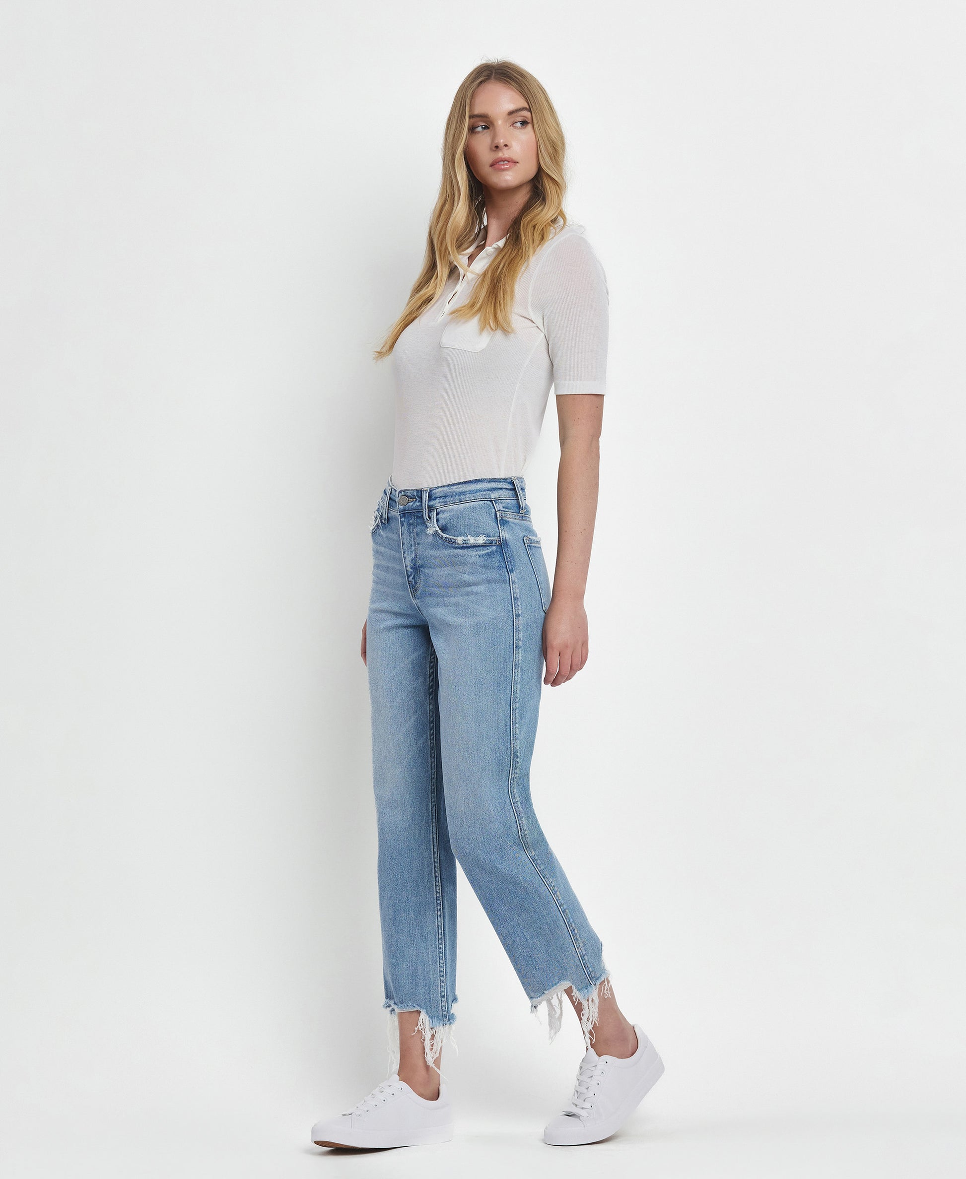 Left 45 degrees product image of Fondly - High Rise Regular Straight Jeans
