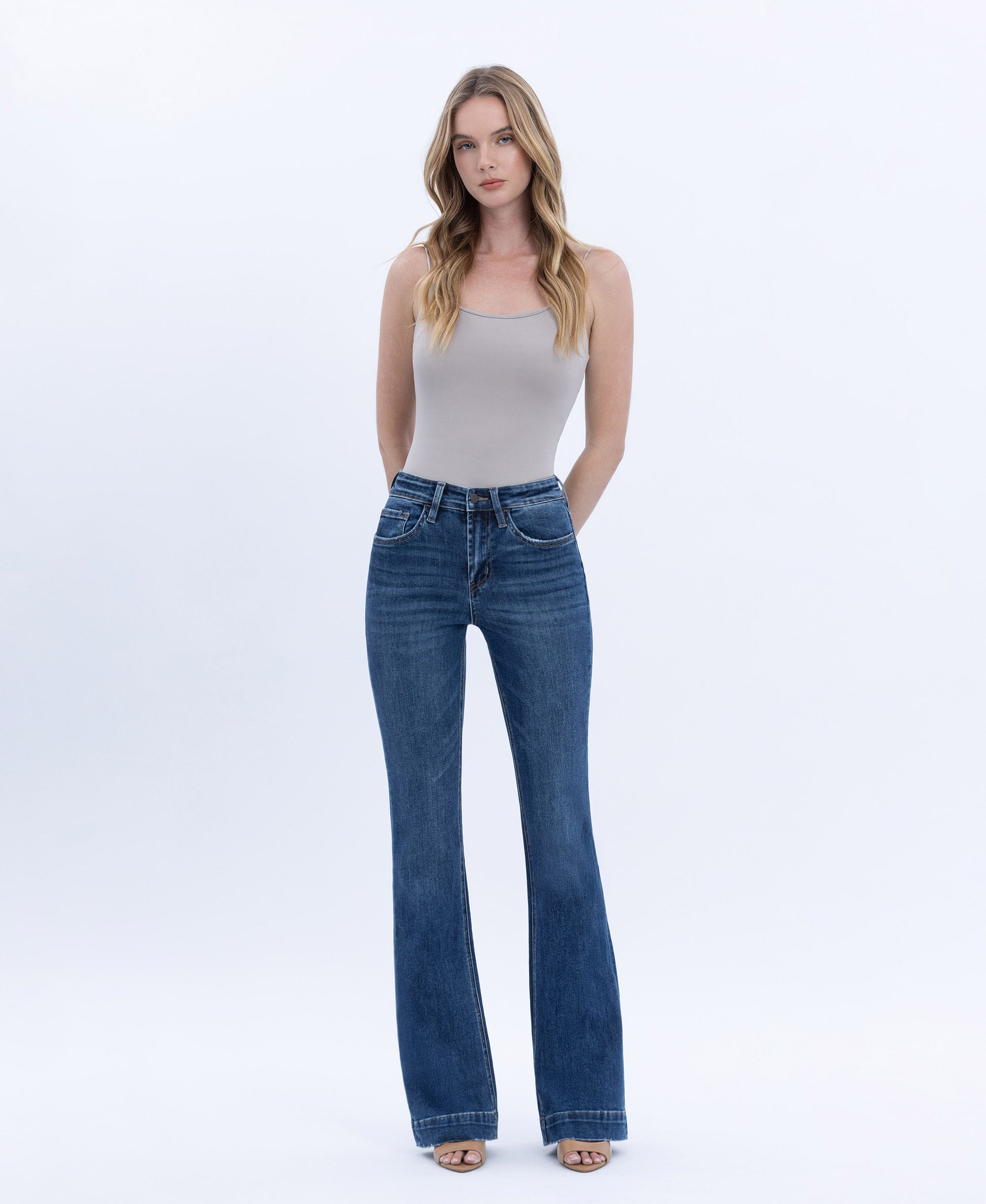 Front product images of Sustainability - High Rise Trouser Hem Bootcut Jeans