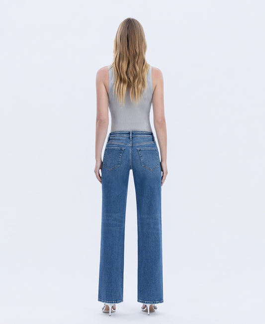Back product images of Dreamland - High Rise Full Length Slim Wide Leg Jeans