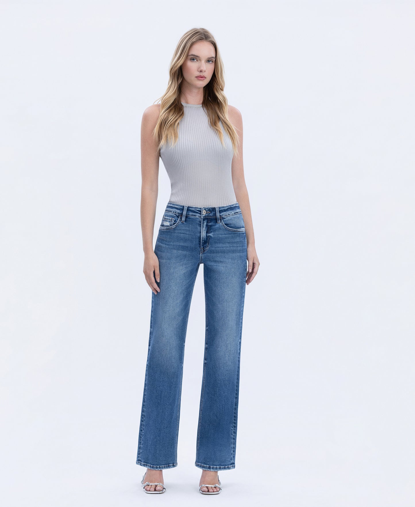 Front product images of Dreamland - High Rise Full Length Slim Wide Leg Jeans