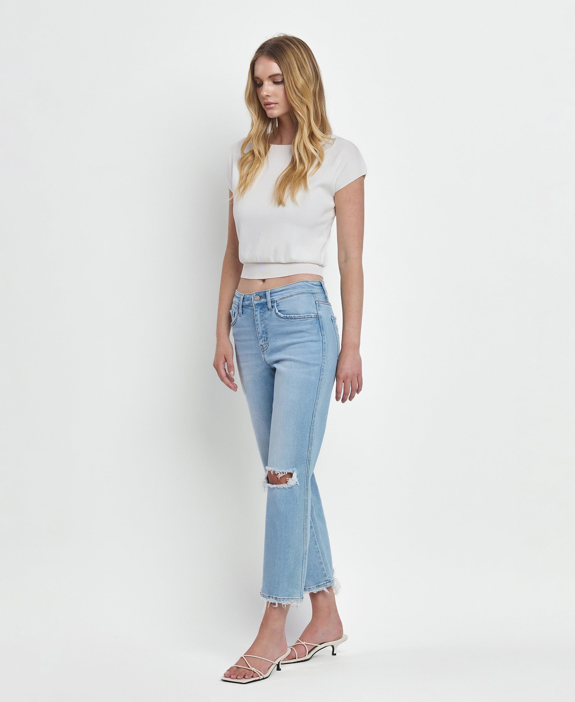 Left 45 degrees product image of Fabulously - High Rise Crop Straight Jeans