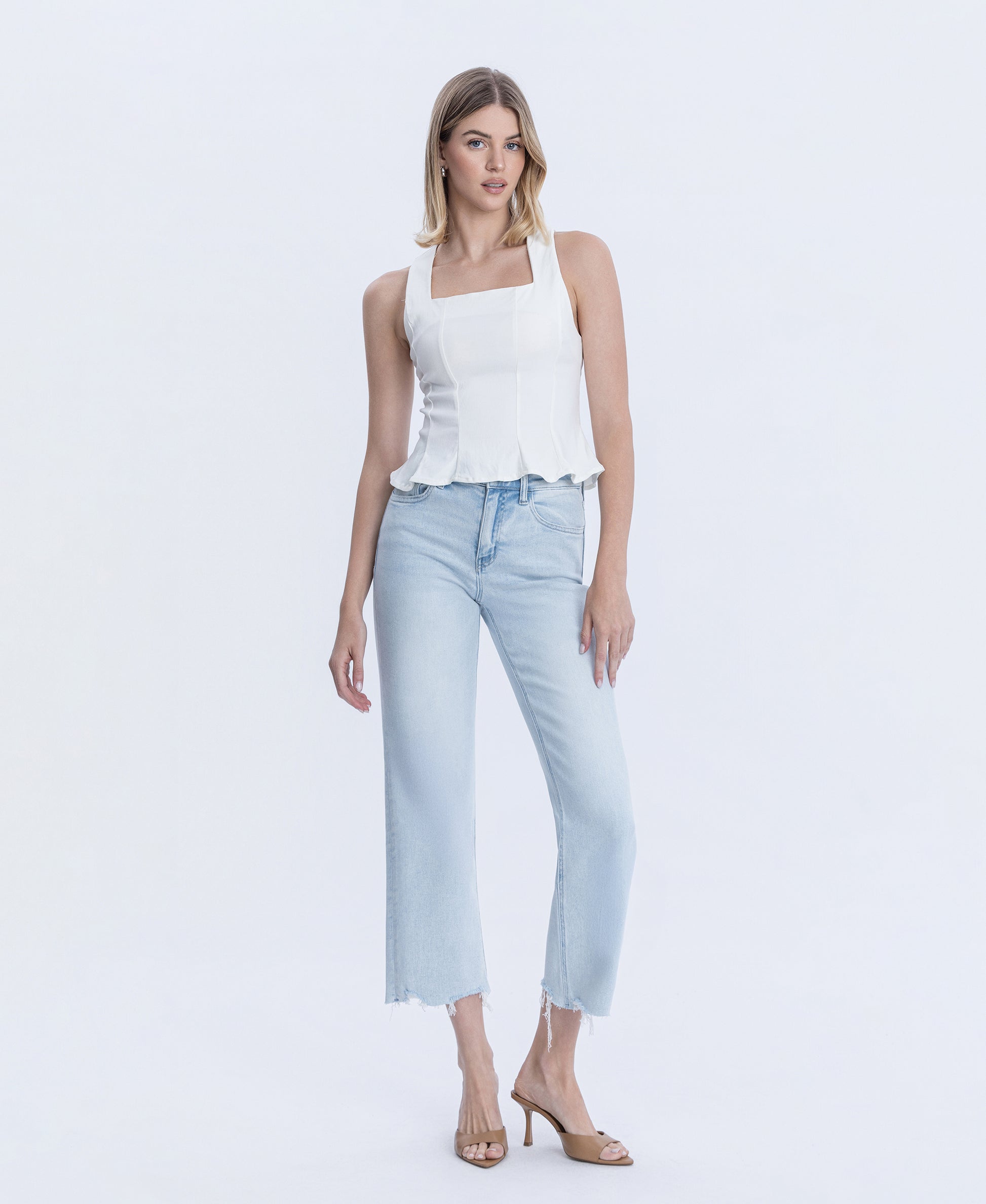 Front product images of Meritorious - High Rise Slim Wide Leg Jeans
