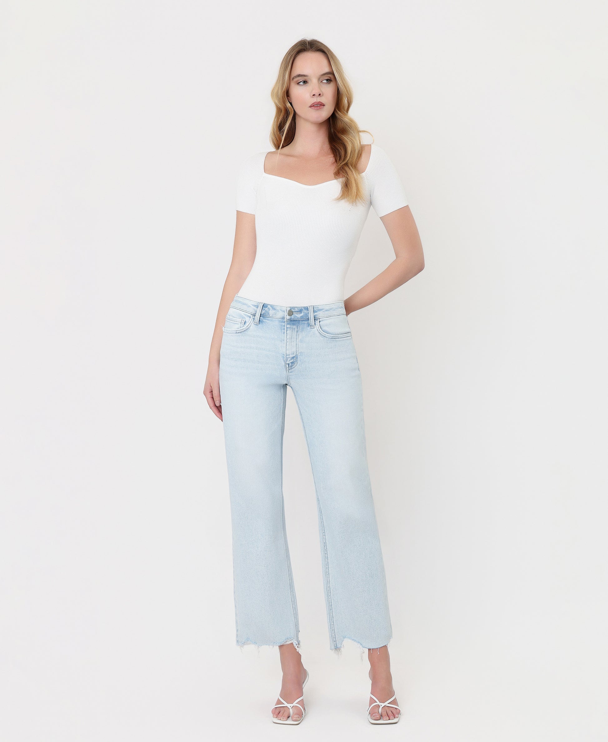 Front product images of Meritorious - High Rise Slim Wide Leg Jeans