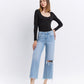 Front product images of Spellbindingly - High Rise Distressed Crop Wide Leg Jeans