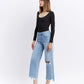 Left 45 degrees product image of Spellbindingly - High Rise Distressed Crop Wide Leg Jeans 