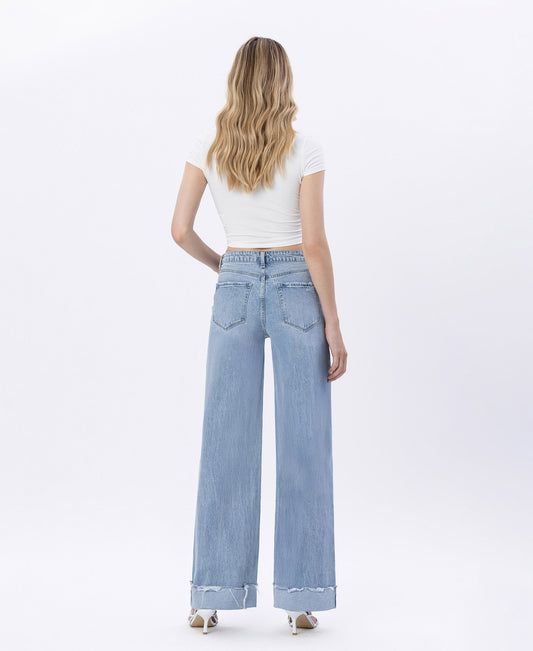 Back product images of Jubilant - Super High Rise Cuffed Baggy Wide Leg Jeans