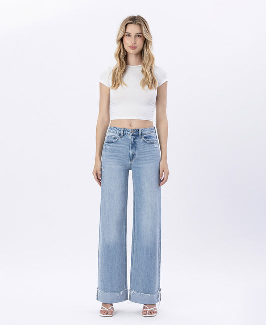 Front product images of Jubilant - Super High Rise Cuffed Baggy Wide Leg Jeans