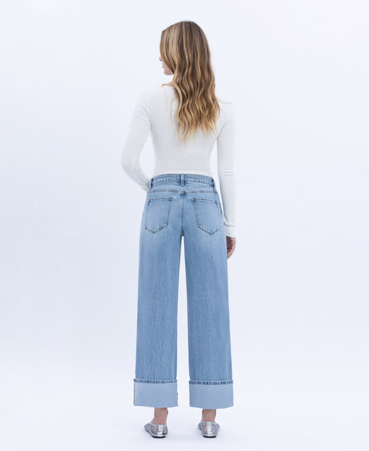 Back product images of Enrapture - Super High Rise Cuffed Baggy Straight Jeans