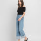 Left 45 degrees product image of Enrapture - Super High Rise Cuff Baggy Straight Jeans