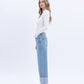 Left 45 degrees product image of Enrapture - Super High Rise Cuffed Baggy Straight Jeans