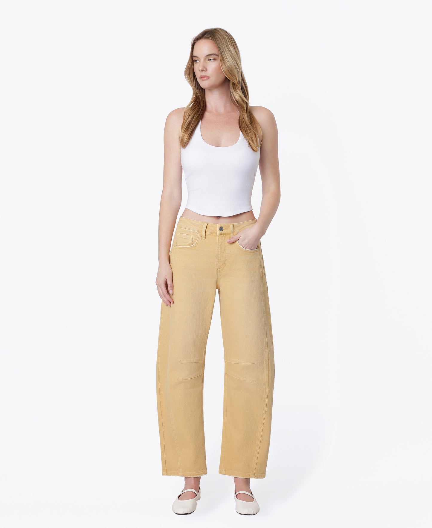 Front product images of Sahara Sun - High Rise Dart Structured Fit Barrel Jeans
