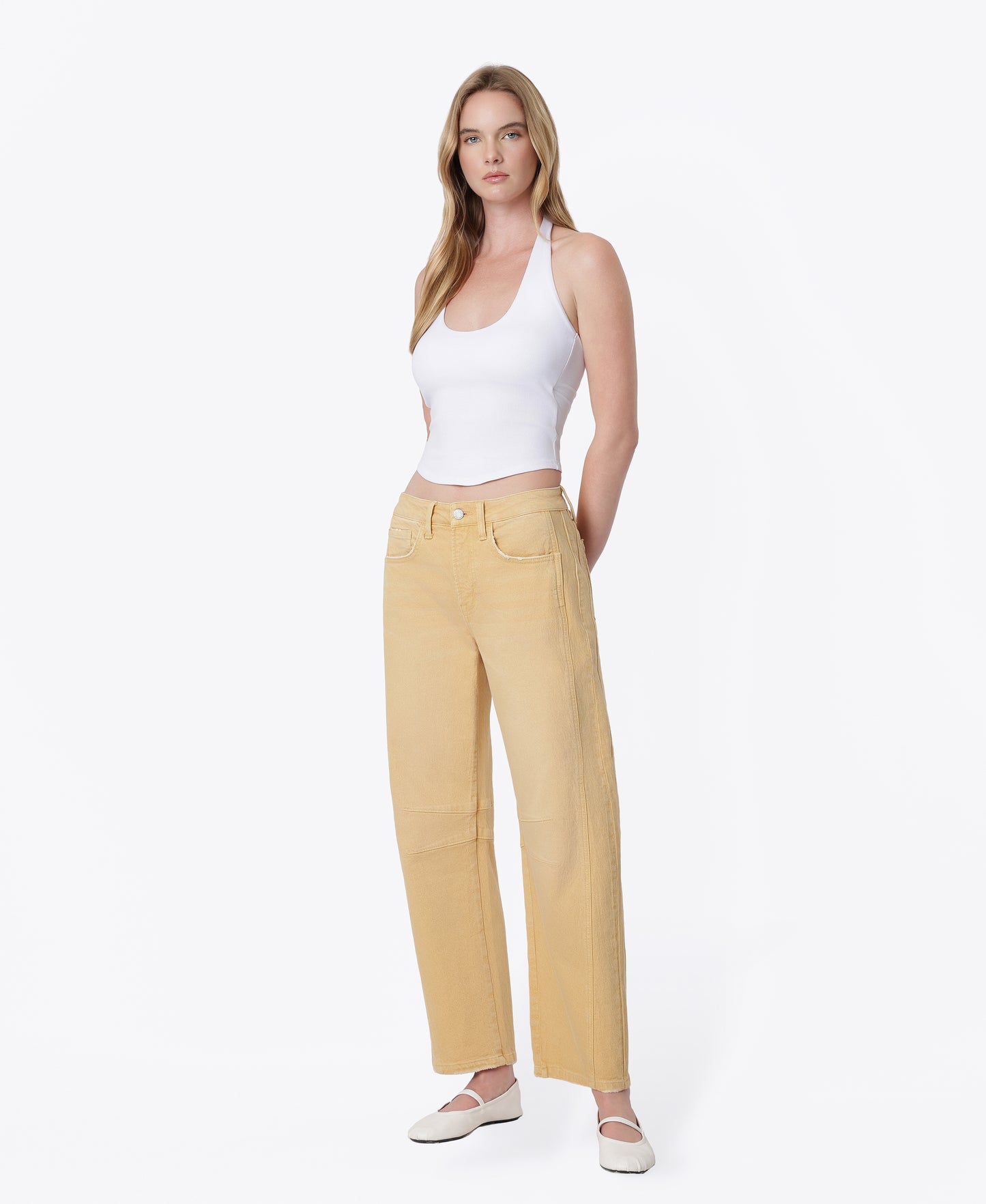 Left 45 degrees product image of Sahara Sun - High Rise Dart Structured Fit Barrel Jeans