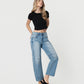 Right 45 degrees product image of Tingle - High Rise Dart Structured Fit Barrel Jeans