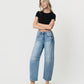 Left 45 degrees product image of Tingle - High Rise Dart Structured Fit Barrel Jeans