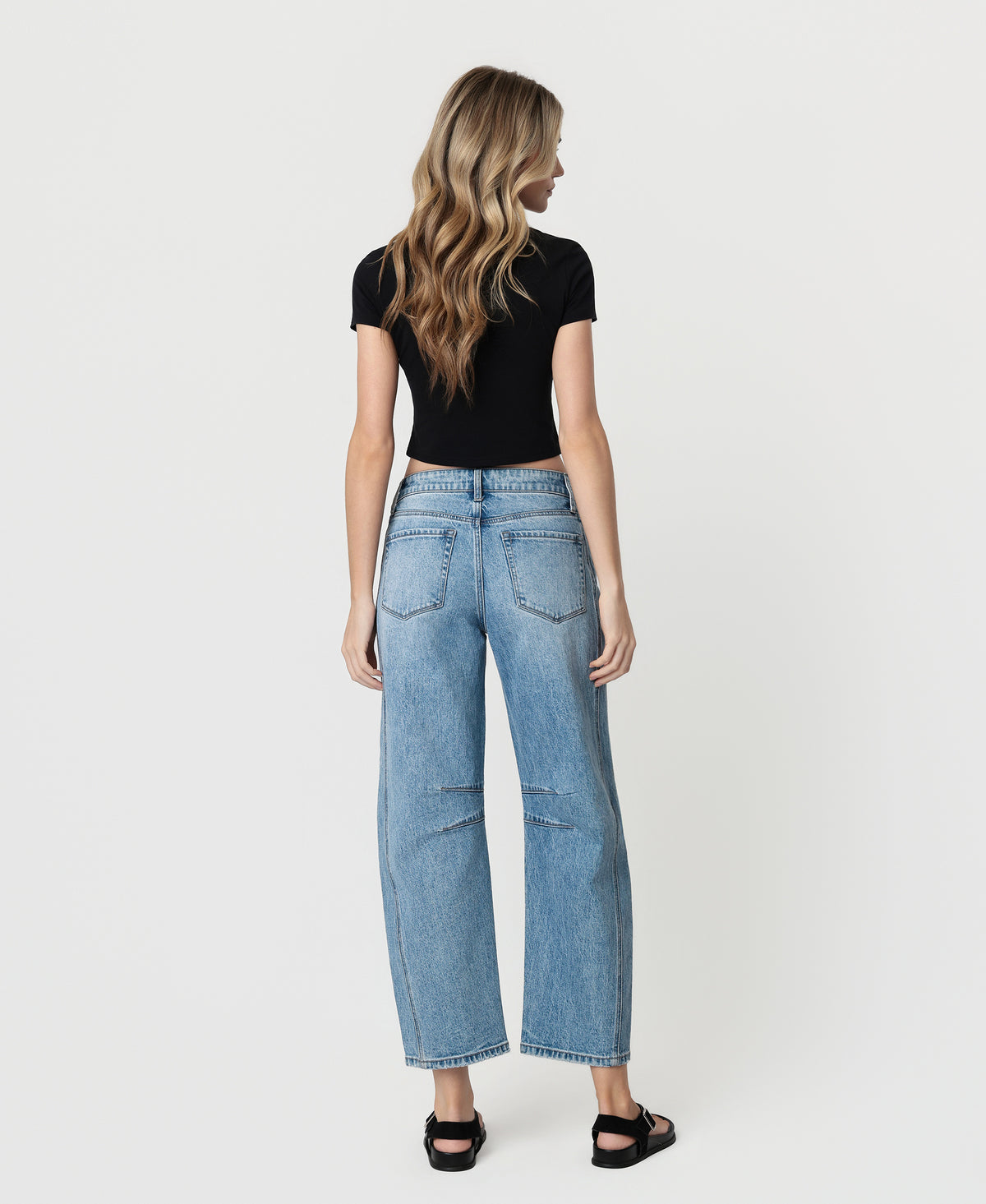 Back product images of Tingle - High Rise Dart Structured Fit Barrel Jeans