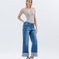 Right 45 degrees product image of Medium Dark - Super High Rise Cuffed Baggy Wide Leg Jeans
