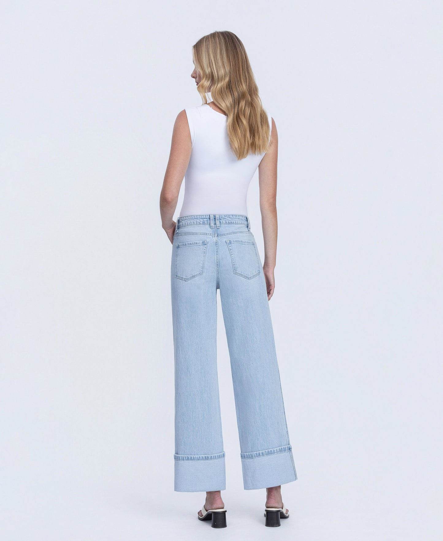 Back product images of Streamlined - Super High Rise Cuffed Baggy Wide Leg Jeans