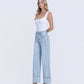 Left 45 degrees product image of Streamlined - Super High Rise Cuffed Baggy Wide Leg Jeans