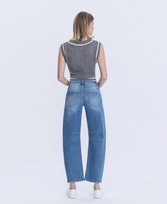 Back product images of Durability - High Rise Crop Barrel Jeans