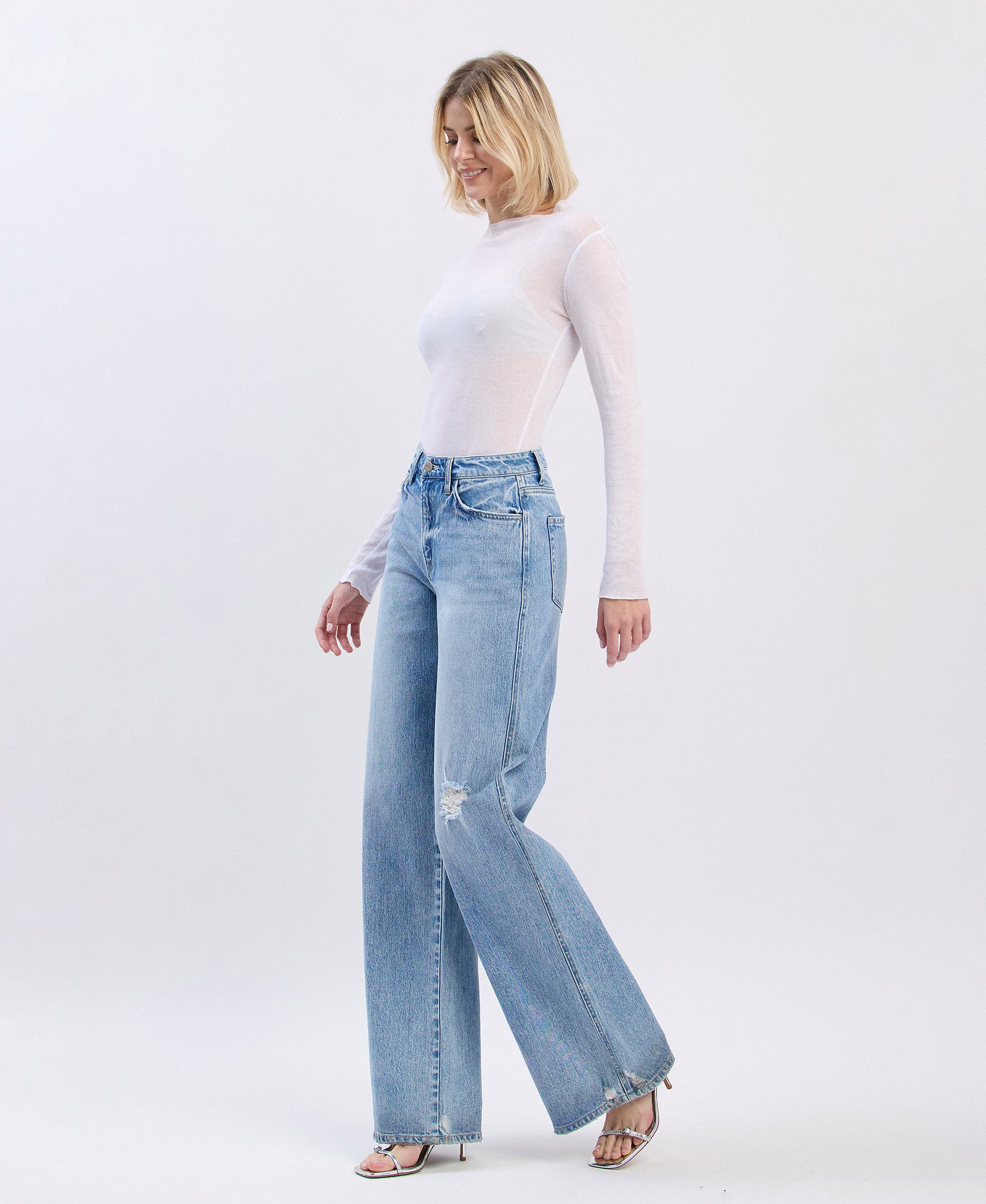 Left 45 degrees product image of Genealogy - Super High Rise Baggy Wide Leg Jeans