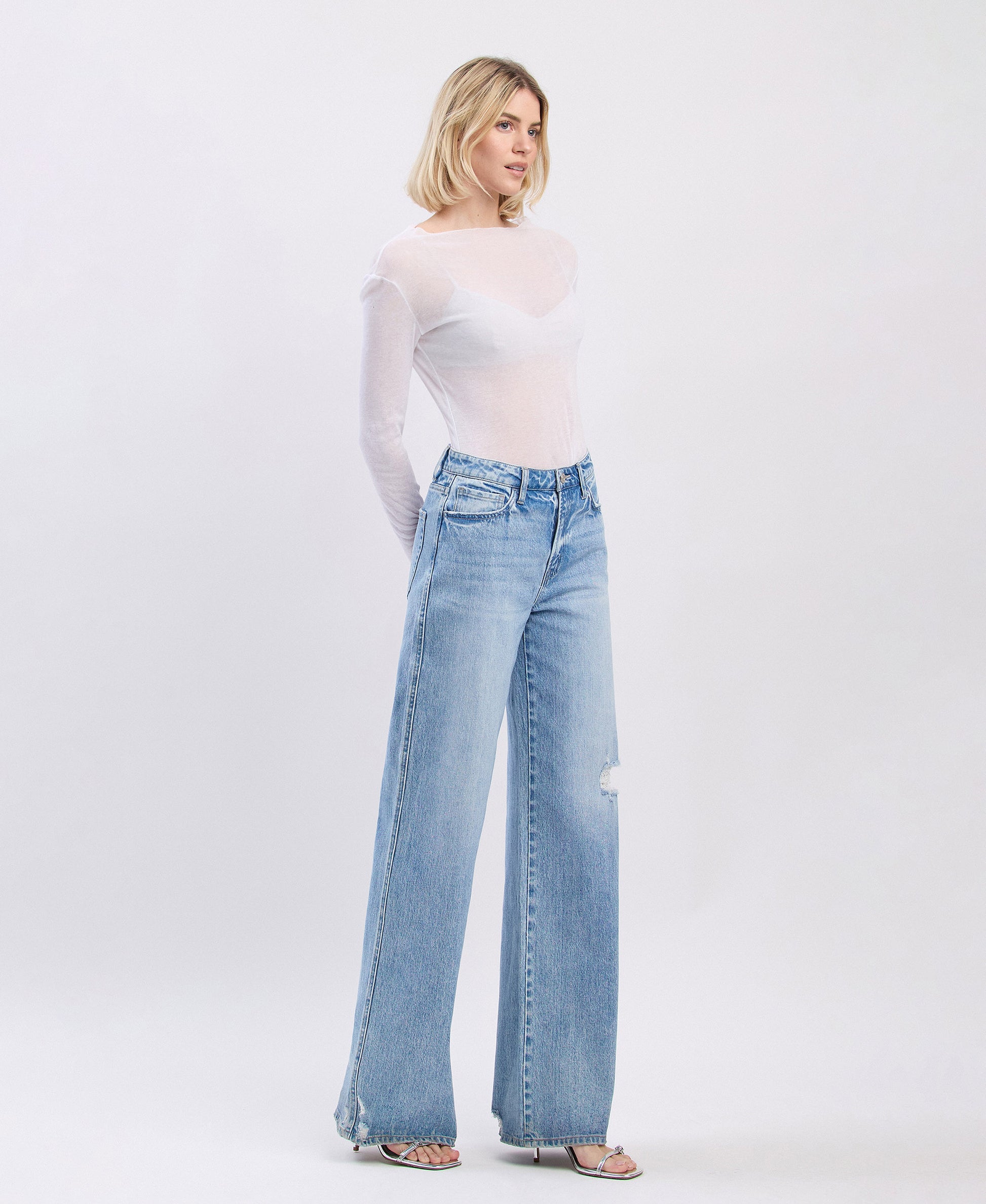 Right 45 degrees product image of Genealogy - Super High Rise Baggy Wide Leg Jeans