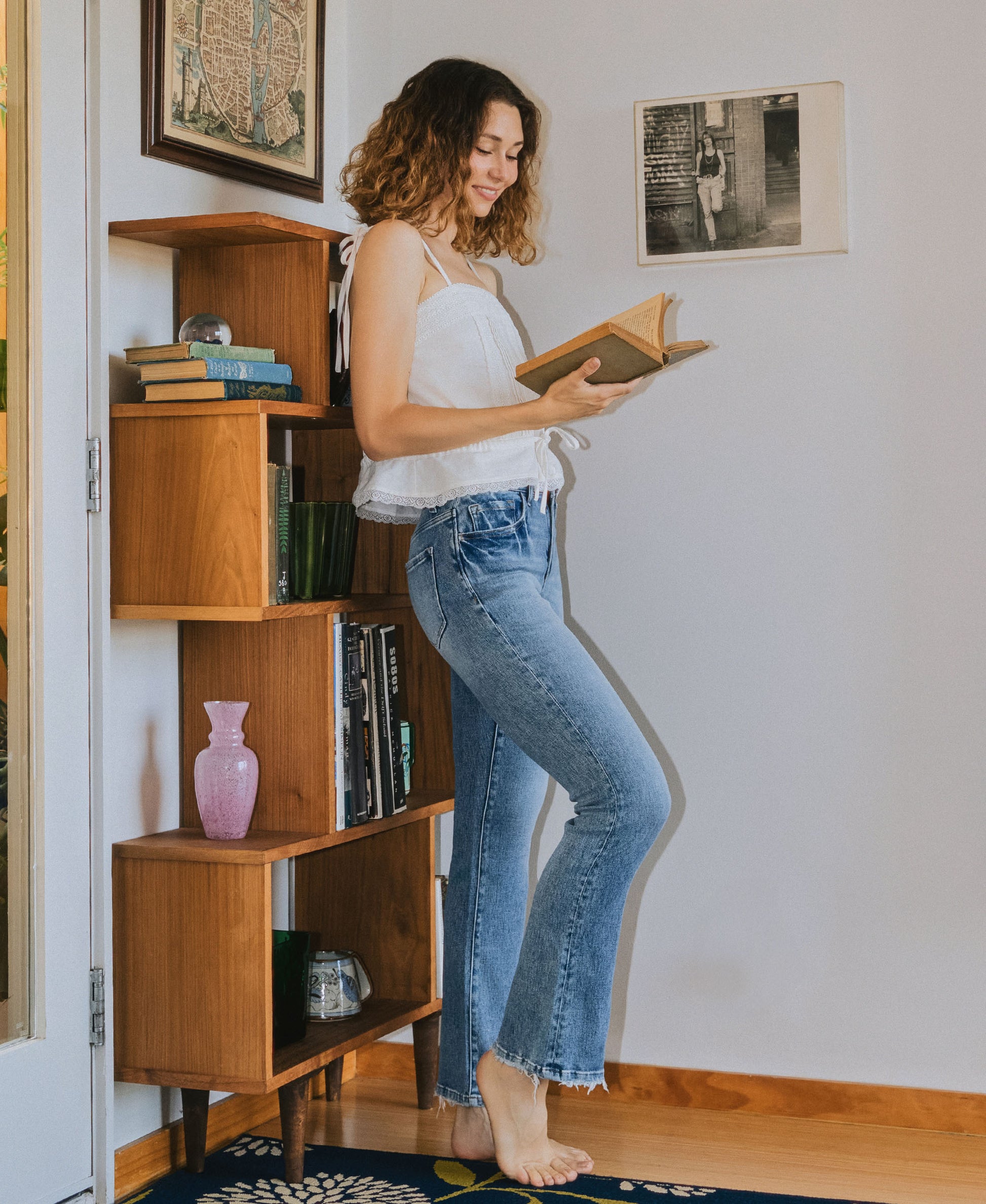 editorial image of Glamour - High Rise Full Length Bootcut Jeans