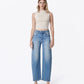 Front product images of Medium Blue - Super High Rise Seamed Barrel Jeans