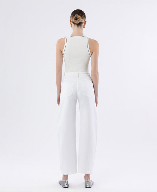 Back product images of Optic White - Super High Rise Panel Barrel Jeans