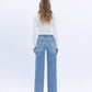 Back product images of Legitimate - High Rise Raw Hem A-Line Wide Leg Jeans