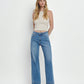 Front product images of Legitimate - High Rise Raw Hem A-Line Wide Leg Jeans
