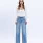 Front product images of Legitimate - High Rise Raw Hem A-Line Wide Leg Jeans