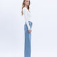 Right side product images of Legitimate - High Rise Raw Hem A-Line Wide Leg Jeans