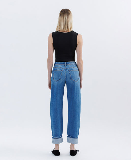 Back product images of Lullaby - High Rise Cuffed Barrel Jeans