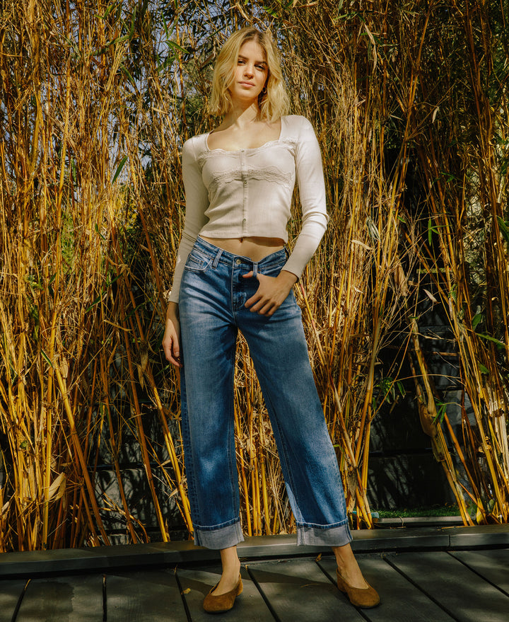 Vervet cheetah wide leg denim