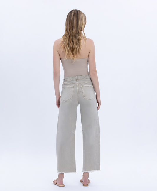 Back product images of Cinder - Super High Rise Frayed Hem Wide Barrel Jeans