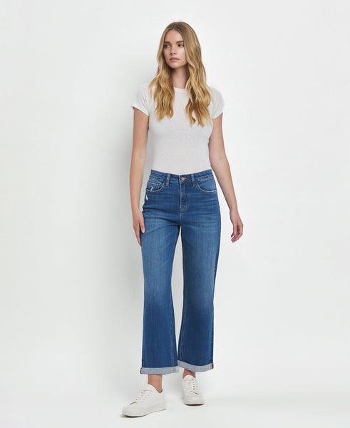 VERVET Ocean Eyes High Rise Double Cuffed Baggy Straight Jeans