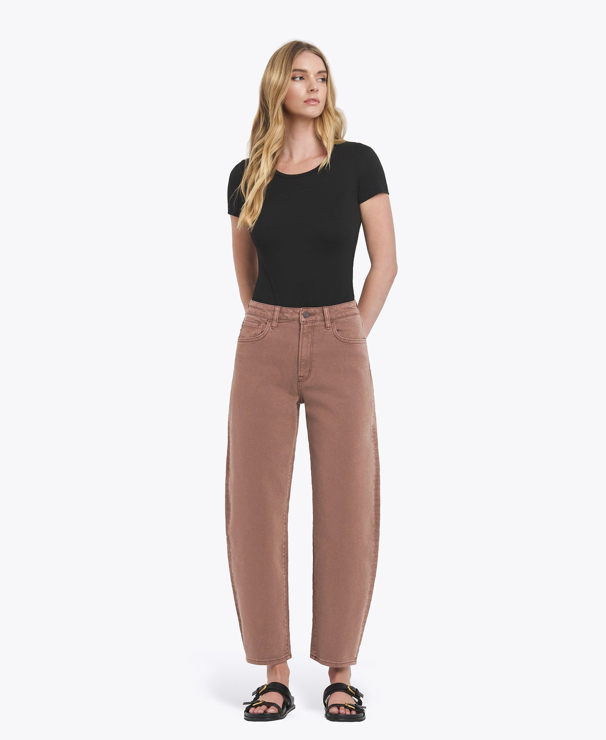 Front product images of Brown - Super High Rise Slim Barrel Jeans