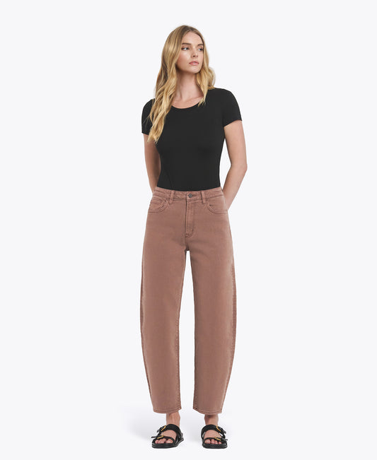 Front product images of Brown - Super High Rise Slim Barrel Jeans