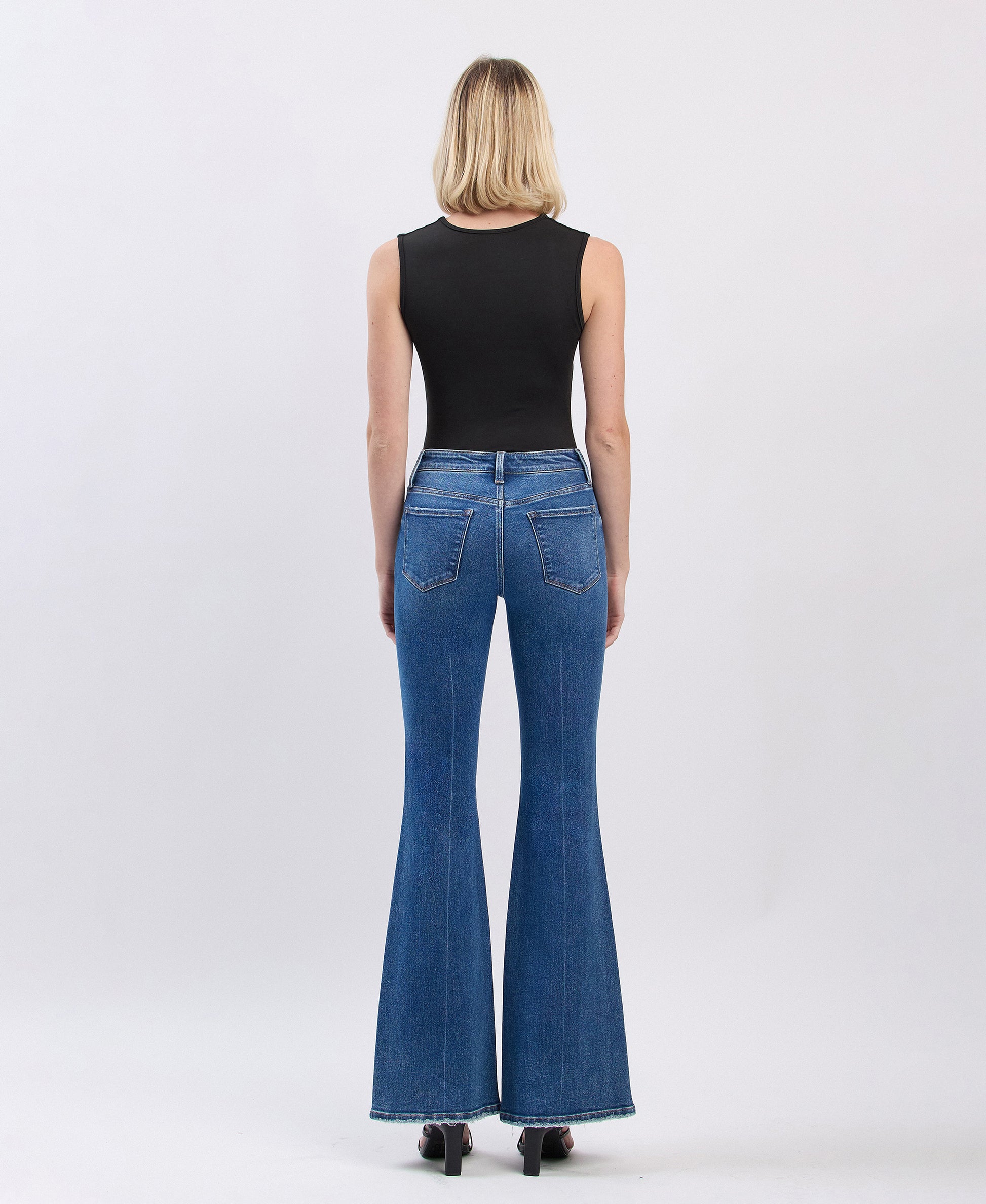 Back product images of Cadence - High Rise Distressed Classic Flare Jeans 
