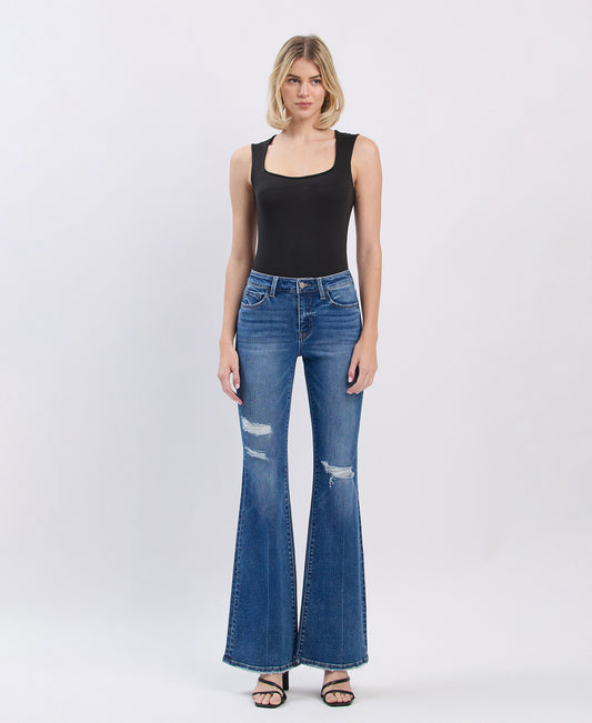 Front product images of Cadence - High Rise Distressed Classic Flare Jeans