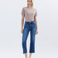 Front product images of Love So True - High Rise Uneven Raw Hem Crop Straight Jeans