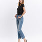 Left 45 degrees product image of Sunney - High Rise Distressed Raw Hem Straight Jeans
