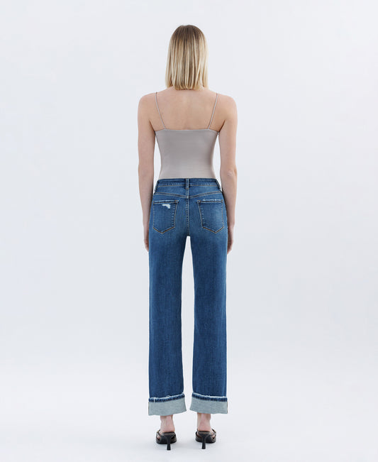 Back product images of Nico - High Rise Cuffed Straight Jeans