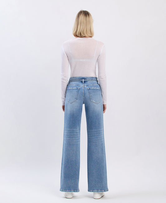Back product images of Lucid - High Rise Self Belt Wide Leg Jeans