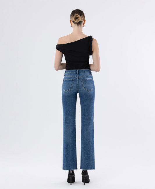 Midnight In Paris - High Rise Raw Hem Straight Jeans