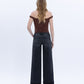 Back product images of Black - Low Rise Cuffed Baggy Wide Leg Jeans