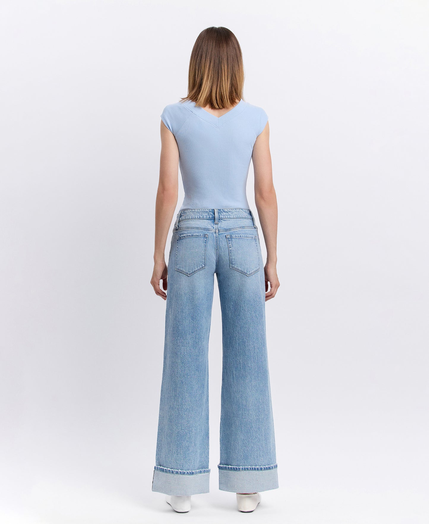 Back product images of London - Low Rise Cuffed Baggy Wide Leg Jeans