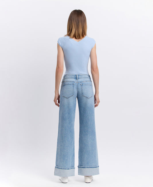 Back product images of London - Low Rise Cuffed Baggy Wide Leg Jeans