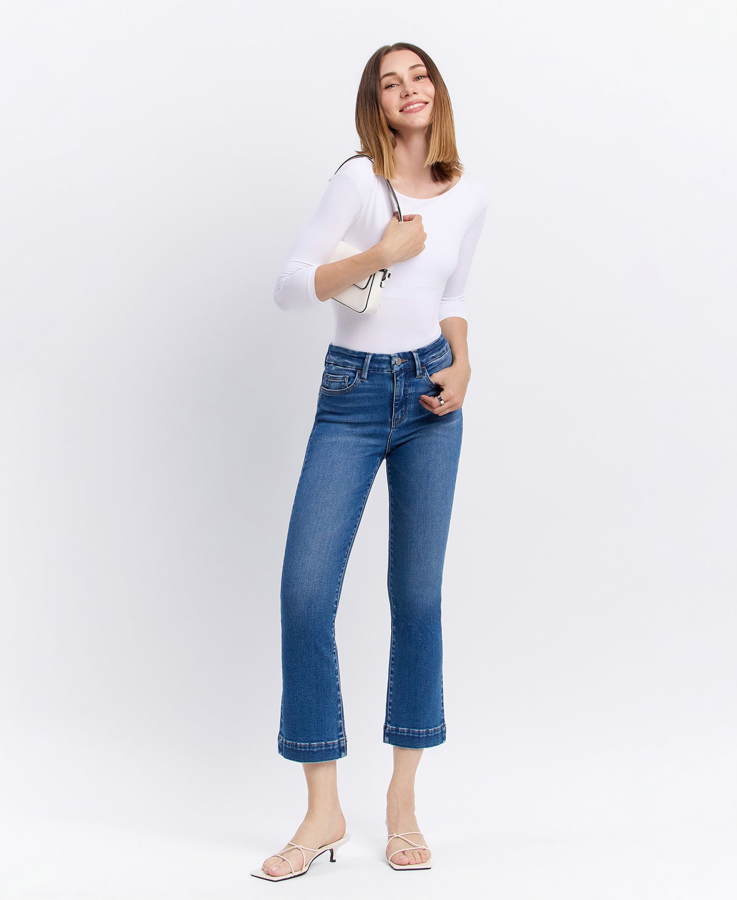 Laurie - High Rise Seamless WB Trouser Hem Kick Flare Jeans