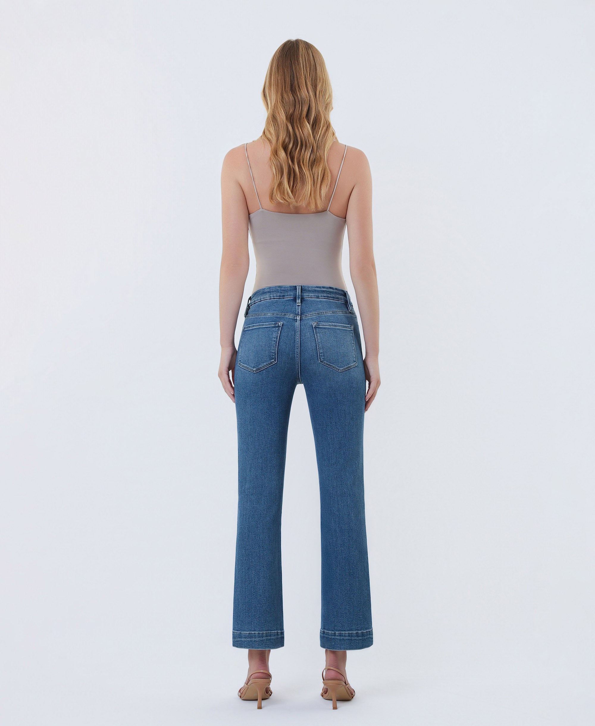 VERVET Laurie High Rise Seamless WB Trouser Hem Kick Flare Jeans